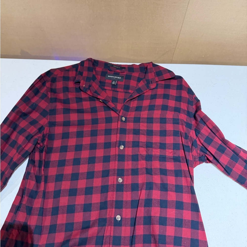 Banana Republic Red and Black Plaid Shirt